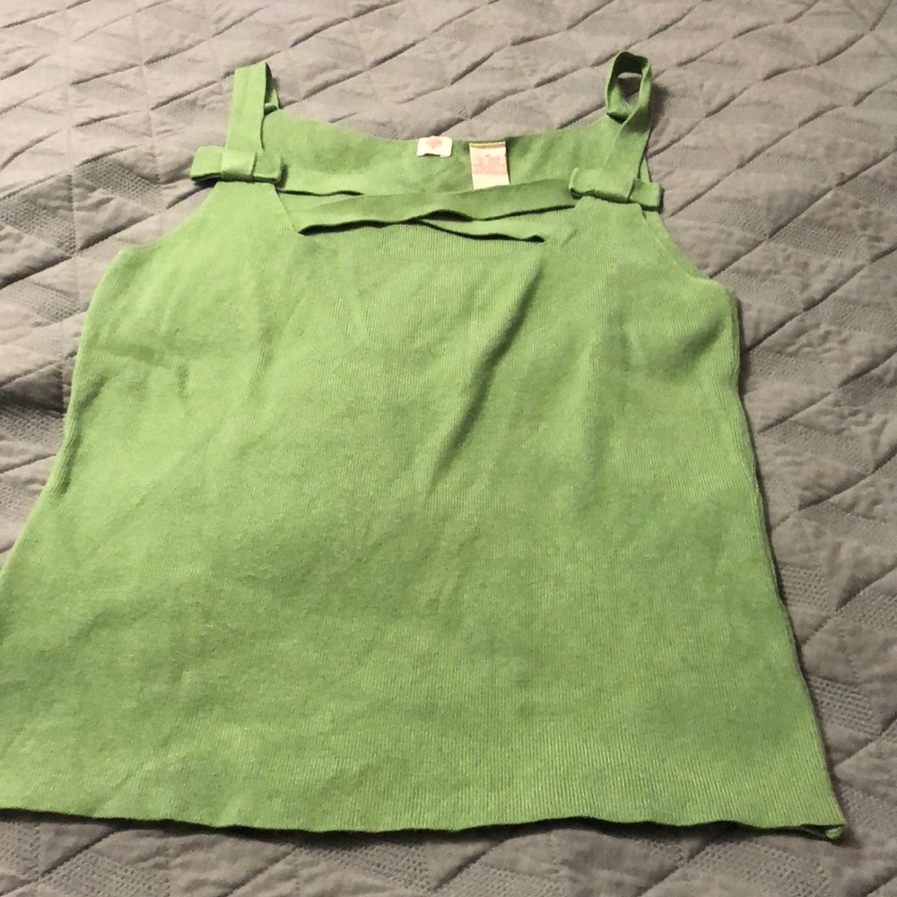 Stretchy Rib Knit Cross Front Tank XL